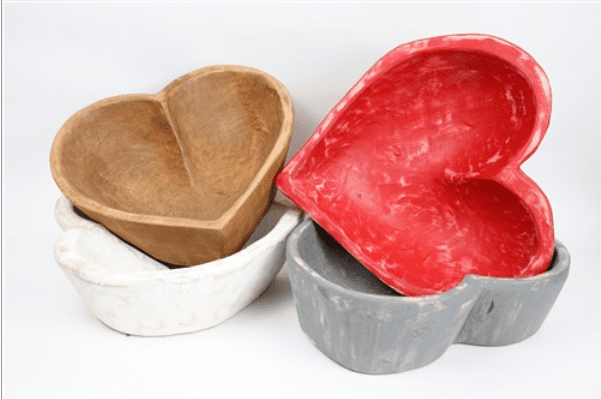 wooden heart shaped bowl for newborn photography 