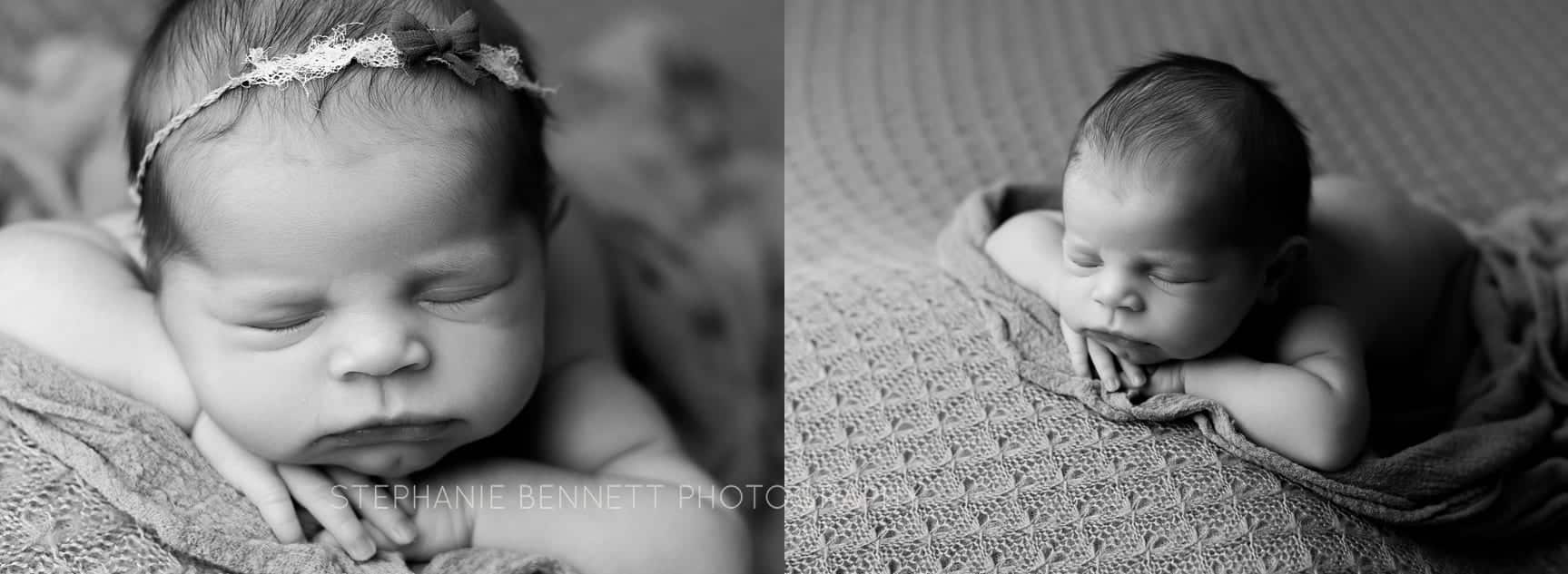Newborn photography lakeville mn baby girls black and white